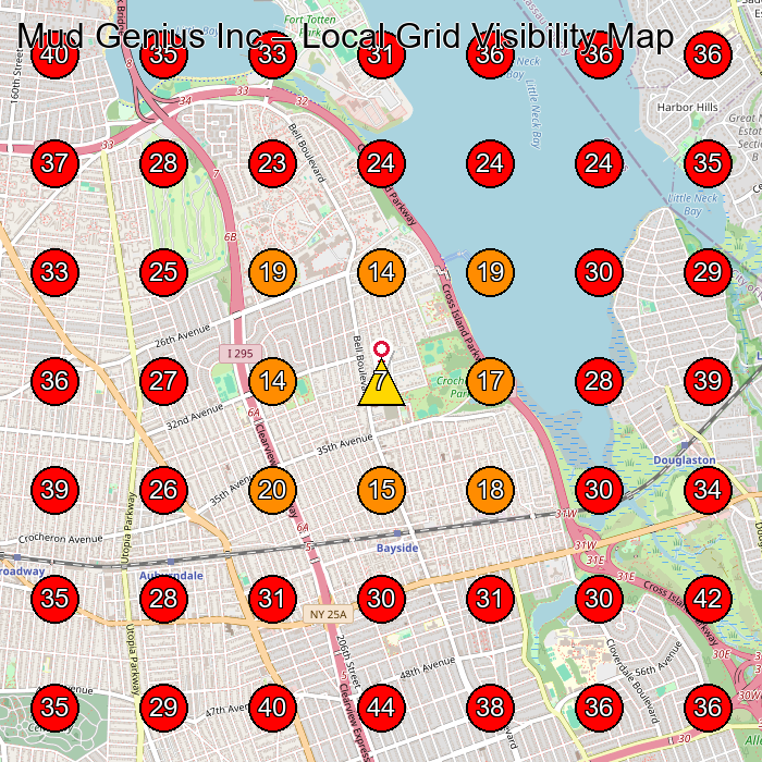 Mud Genius Inc GeoGrid visibility map for Art School in Flushing